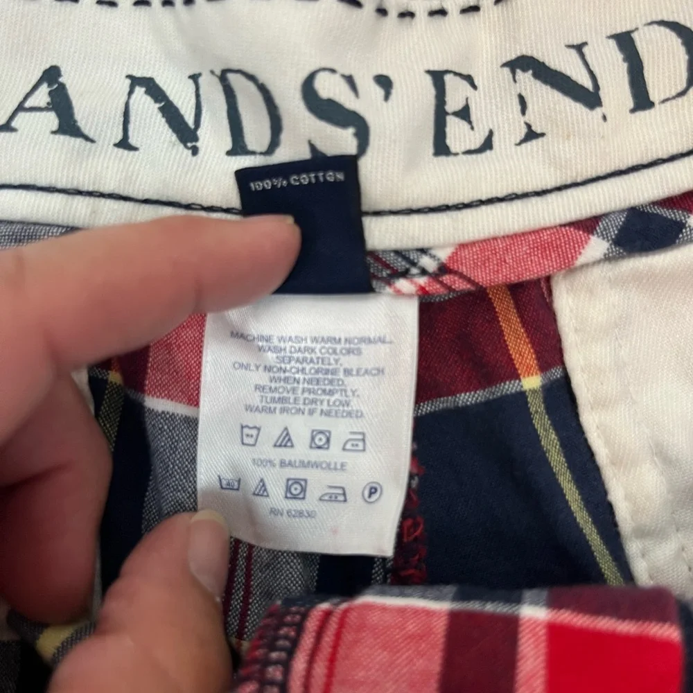 Lands’ End Men’s Plaid Shorts Size 38 Preppy Coastal‎ Madras Style 8” inseam
